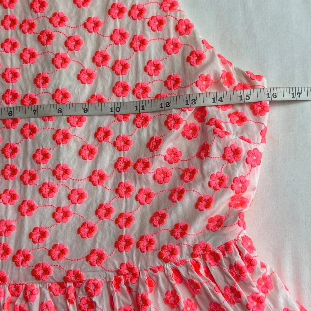 J Crew Neon Pink Floral Embroidered Halter Dress SZ 4